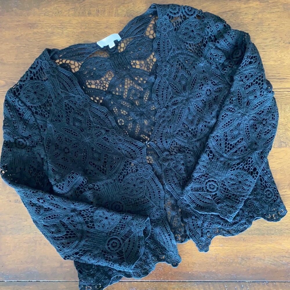 Sezane Black Lace Top